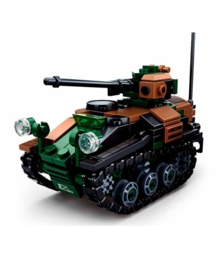4-VAJ-JBXB0750-291223-1 Tanque de artillería de juguete, armable tipo LEGO.